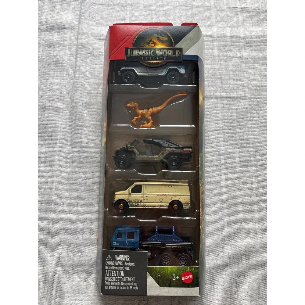 Matchbox Jurassic World Rebirth 5-Pack Multi-Color Movie Die-Cast Vehicle Set